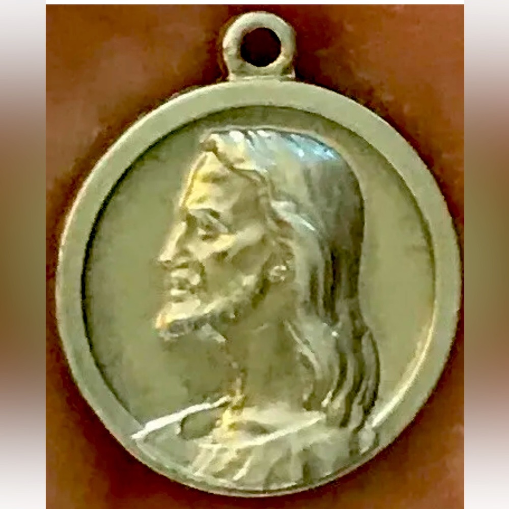 LOT OF 2 -Vintage 3D Double Sided Sterling Silver Religious Jesus Medal Pendant